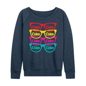 Women's - Coca-Cola - Retro Sunglasses Lightweight French Terry Wide Neck Long Sleeve Shirt - 1 of 4