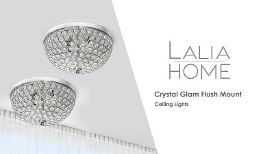 Antique Brass Crystal Dome Flush Mount Ceiling Light Set