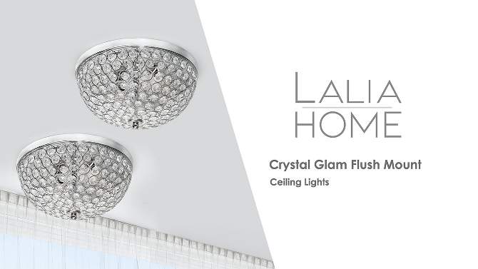 (Set of 2) 2-Light Crystal Glam Ceiling Flush Mount Pendants - Lalia Home, 2 of 8, play video