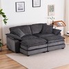 84.6" Convertible Sectional Sofas Corduroy 2-Seater Sofa with 2 Ottomans, 2 Back Pillows & 2 Toss Pillows ¨C Deep Seat Couch for Living Room - 4 of 4
