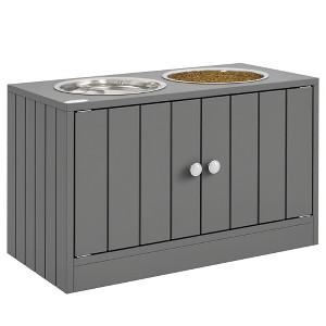 PawHut Large Elevated Dog Bowls with Storage Cabinet Containing Large 44L Capacity, Raised Dog Bowl Stand Pet Food Bowl Dog Feeding Station - 1 of 4