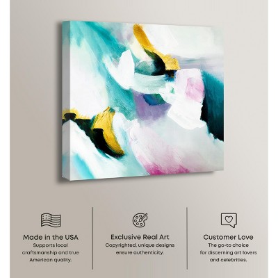 12" x 12" Blue and Gold Abstract Canvas Wall Art