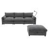 TiramisuBest 130"/96.5" Modular L Shape Chenille Sectional with Folding Table, 2 Armrest Pillows and Free Movement Ottoman, Chenille-5 Seat/4 Seat - 4 of 4