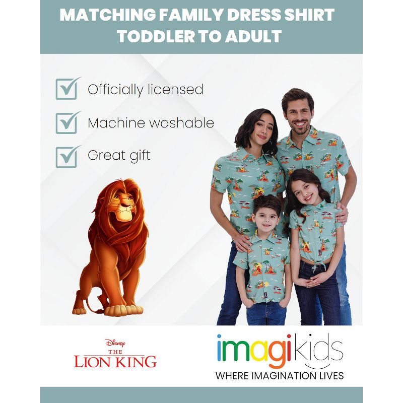 Disney Lion King Simba Nala Timon Pumbaa Mufasa Zazu Matching Family Hawaiian Button Down Shirt Toddler to Big Kid, 5 of 6