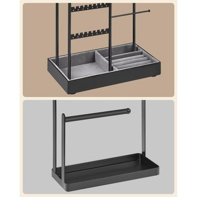 Black Metal Jewelry Display Stand with Velvet Tray