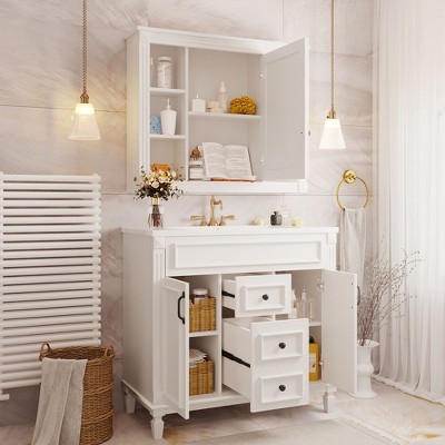 TiramisuBest 36" Modern Bathroom Vanity with Ceramic Sink, Soft-Closing Doors & Drawers, Storage Cabinet for Bathroom Organization