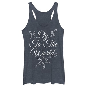 Women's CHIN UP Hanukkah Oy to the World Racerback Tank Top - 1 of 3