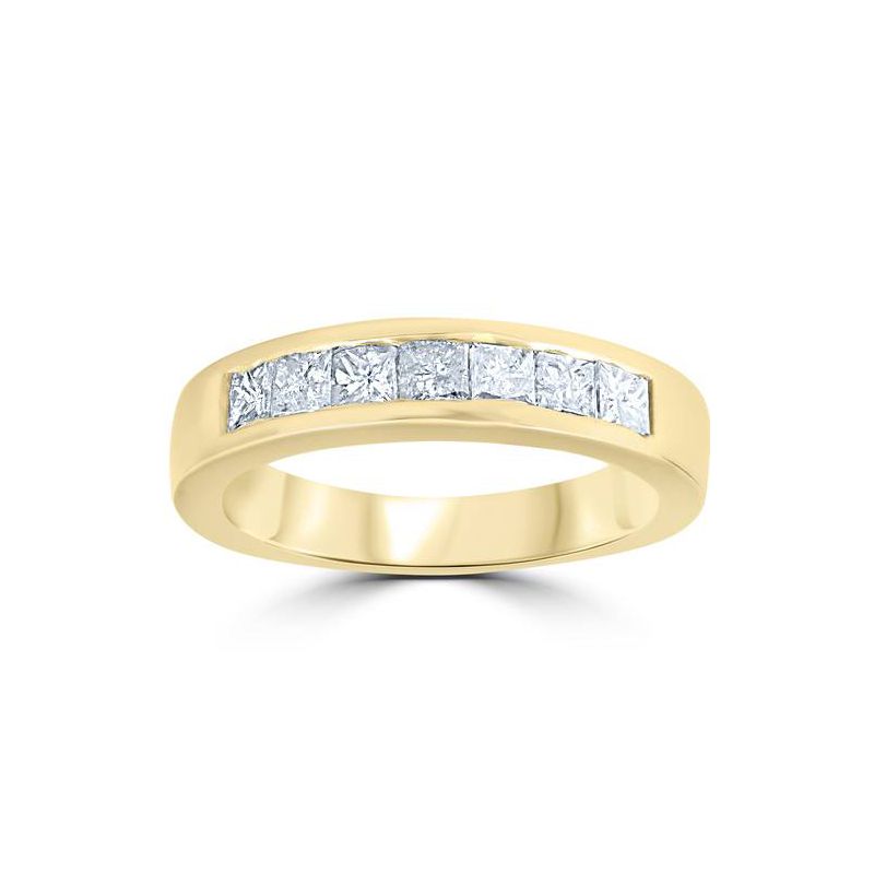 Pompeii3 1ct Princess Cut Diamond Wedding Anniversary Ring 14k Yellow Gold, 1 of 5