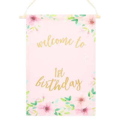 Sparkle and Bash Custom 1st Birthday Backdrop for Girls First Birthday Party Photo Backdrop (10 x 11.75, Pink)