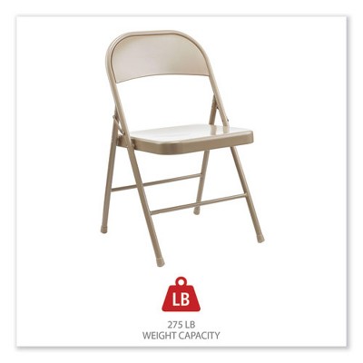 Tan Metal Armless Folding Reception Chair