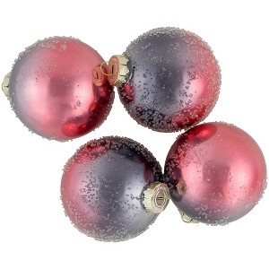 Northlight 4ct Pink and Grey Ombre Hand Blown Textured Glass Ball Christmas Ornaments 3.25" (80mm) - 1 of 4