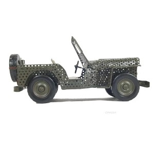 Old Modern Handicrafts 1945 Willys CJ-2A Overland Jeep Model – Handmade Iron Open Frame Design, 11.5" Length - 1 of 4