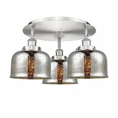 Bell - 3 Light Flush Mount In Art Deco Style-9.25 Inches Tall and 19.75 Inches Wide