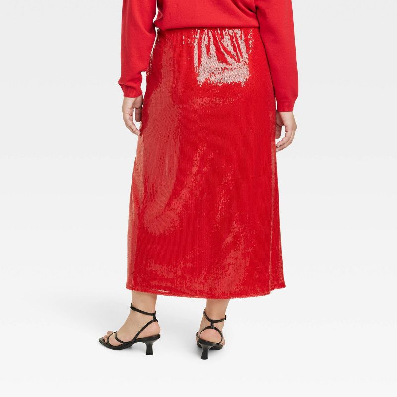 Women&#39;s Sequin A-Line Midi Skirt - A New Day&#8482; Red, 2 of 10