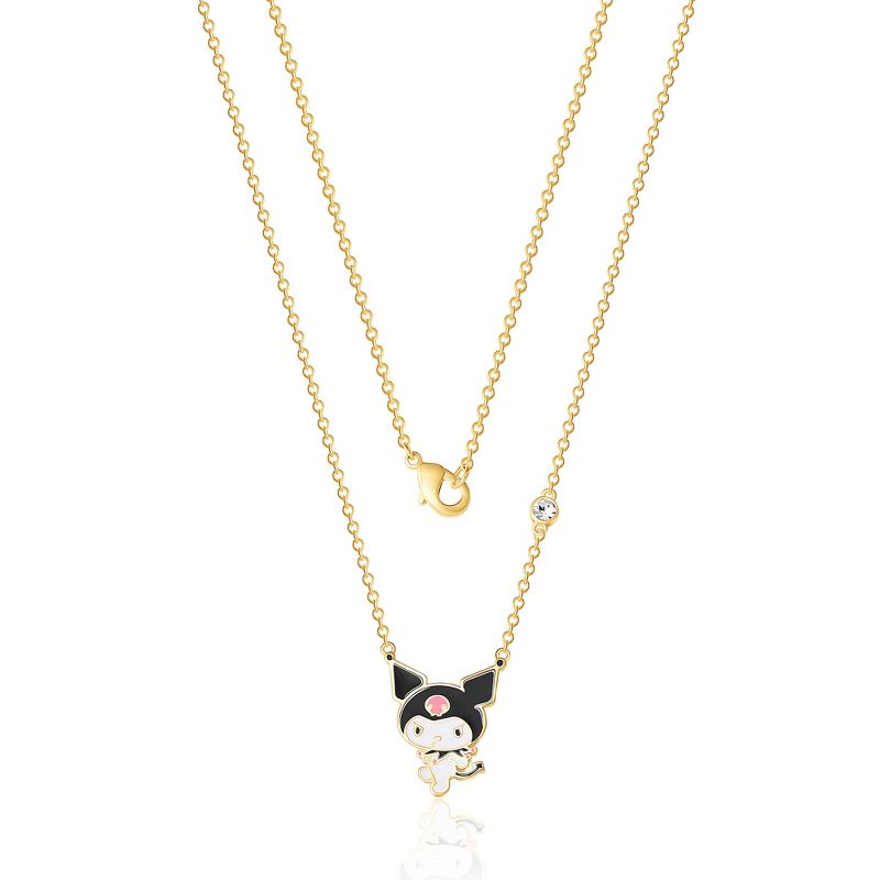Sanrio Hello Kitty Yellow Gold Plated Crystal Kuromi Necklace - 18'' Chain, Officially Licensed Authentic, 3 of 5
