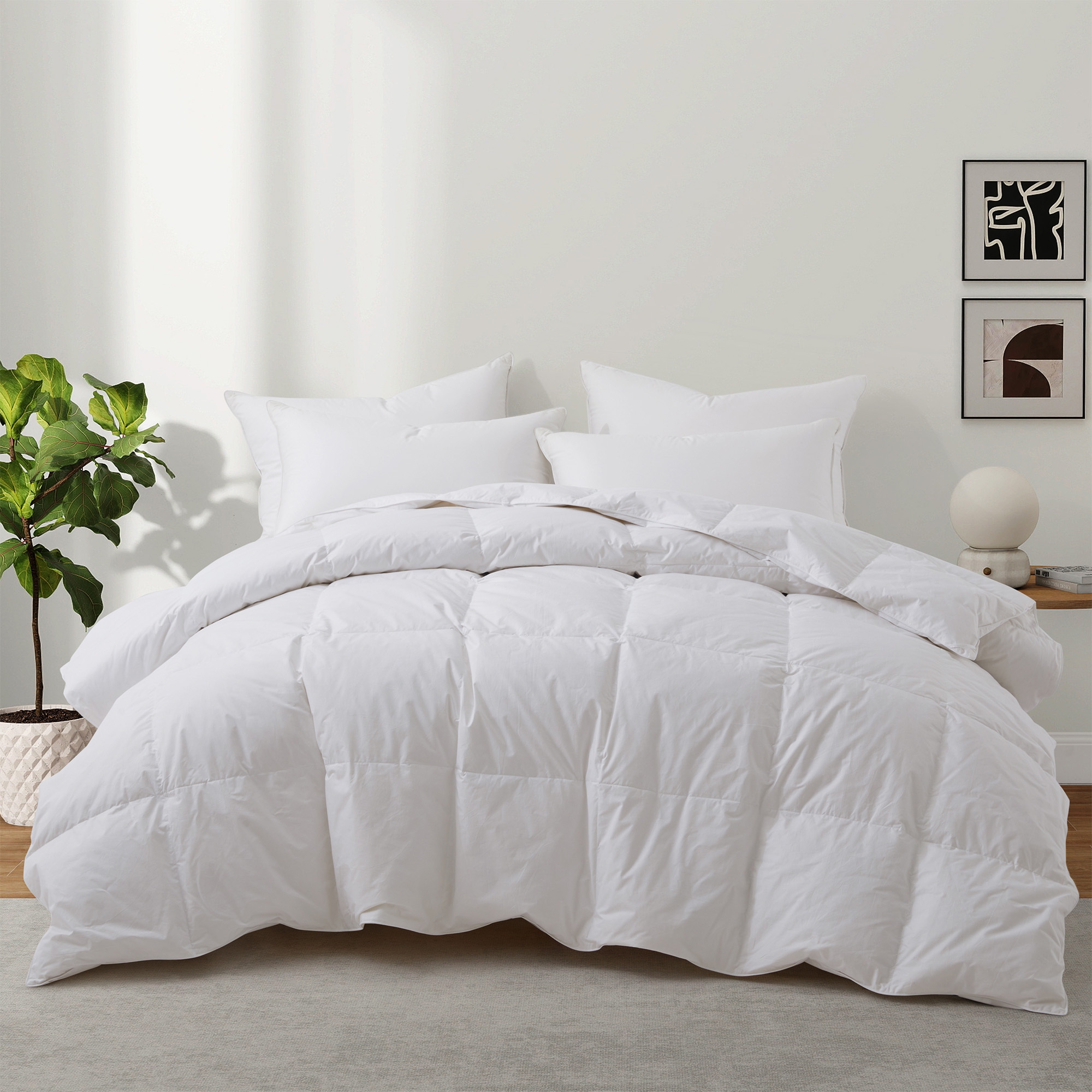 Peace Nest All Season 100% Cotton White Goose Feather Down Comforter Duvet Insert, King