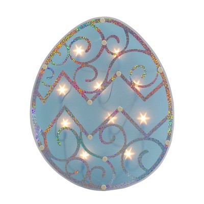 Northlight 12" Lighted Blue Easter Egg Window Silhouette Decoration