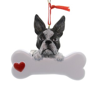 Personalized Ornament 3.0 Inch Boston Terrier Dog Best Friend Bone Tree Ornaments - 1 of 2