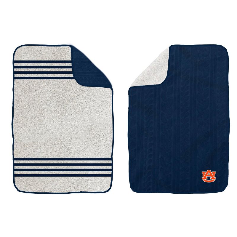 NCAA Auburn Tigers Cable Knit Embossed Logo with Faux Shearling Stripe Throw Blanket, 1 of 4