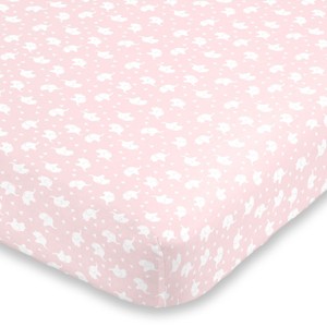 NoJo Super Soft Pink and White Elephant Fitted Mini Crib Sheet - 1 of 4