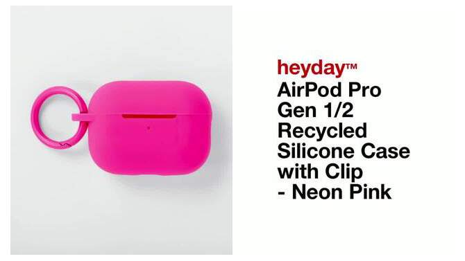 Apple AirPods Pro (1/2 Generation) Recycled Silicone Case with Clip - heyday&#8482; Neon Pink, 2 of 5, play video