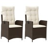 vidaXL Reclining Patio Chairs 2 pcs with Cushions Brown Poly Rattan - 2 of 4