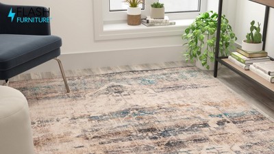 Old English Distressed Blue Synthetic Area Rug - 8' x 10'