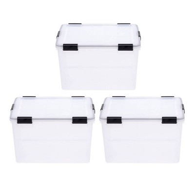 IRIS 3pk 74qt Weathertight Storage Box Clear