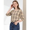 INSPIRE CHIC Women's V Neck 3/4 Sleeves Ligthweight Check Plaid Blouses - 4 of 4