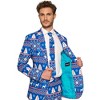 Suitmeister Men's Christmas Suit - Festive Holiday Fun Ugly Nordic X- Mas - Blue - White  - Size Medium - 3 of 4