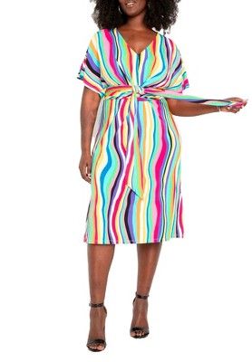 Eloquii Women's Plus Size Wrap Around Dress, 24 - Liquid Rainbow : Target