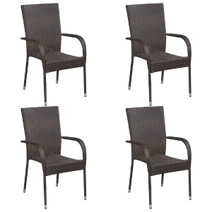 vidaXL Patio Dining Set Dining Table and Chairs Furniture Set Poly Rattan - Brown 4 - 1 of 4