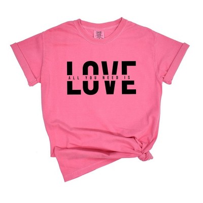 Simply Sage Market Women's Love Is All You Need Split Short Sleeve Garment Dyed Tee
