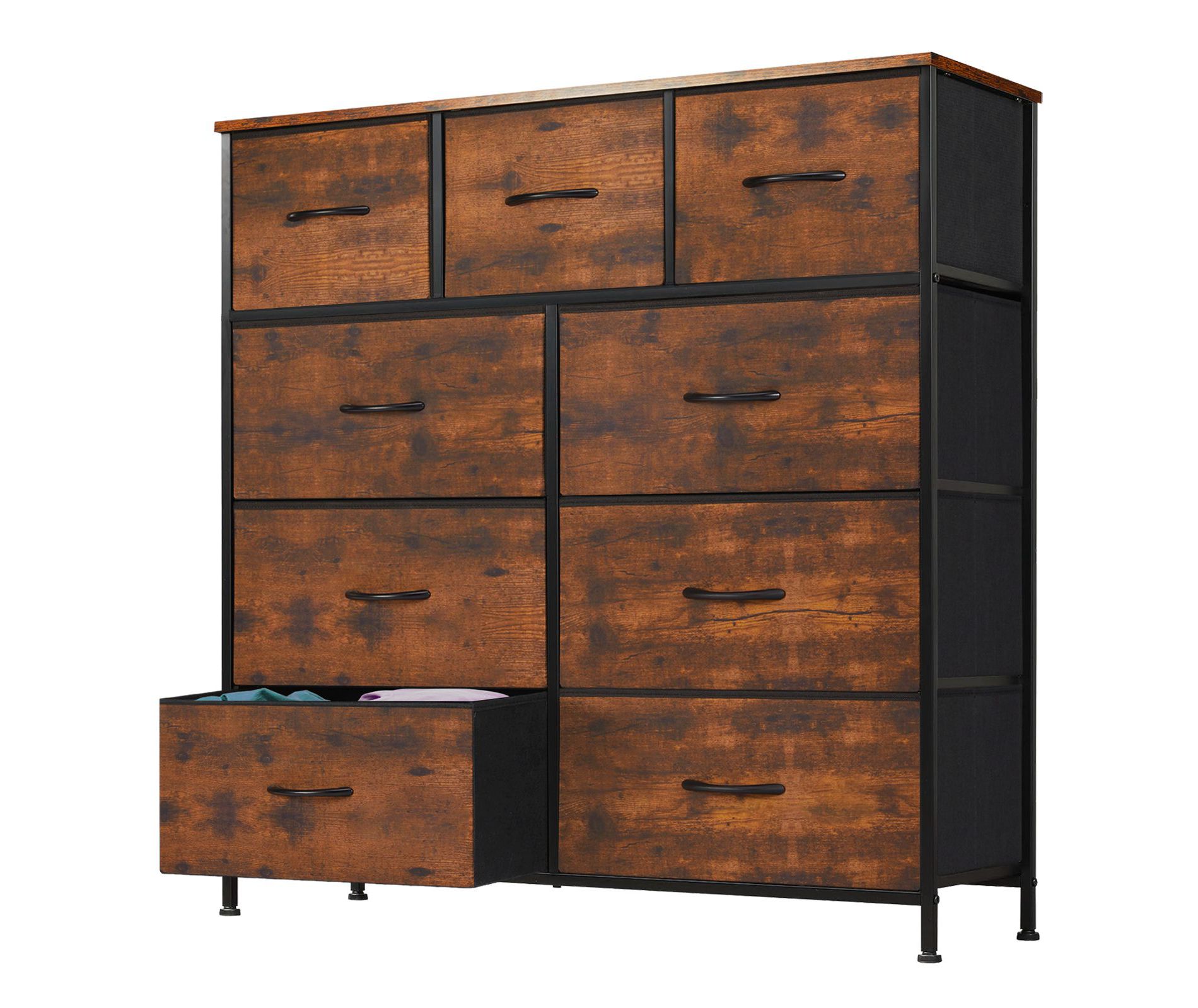 JIONJOY 9 Drawer Storage Dresser Chest | Rust