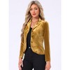 INSPIRE CHIC Women's Notched Lapel Long Sleeve Office Button Velvet Suit Blazer - 2 of 4