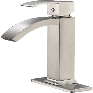 BWE Waterfall Single Hole Single-Handle Low-Arc Bathroom Sink Faucet With Pop-up Drain Assembly - 1 of 4