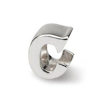Black Bow Jewelry Sterling Silver Letter C Polished Bead Charm, 10mm