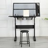 Standing Desk Modern with Adjustable Glass Top and Metal Drawers for Home Studio 38in Wide-3irtyhousy - 2 of 4