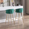 DSVIMOY Counter and Bar Stool Set of 2 Velvet Bar Stools with Chrome Footrest and Golden Legs for Kitchen Dining Room, Green, 28.74"*16.92"*18.5" - 3 of 4