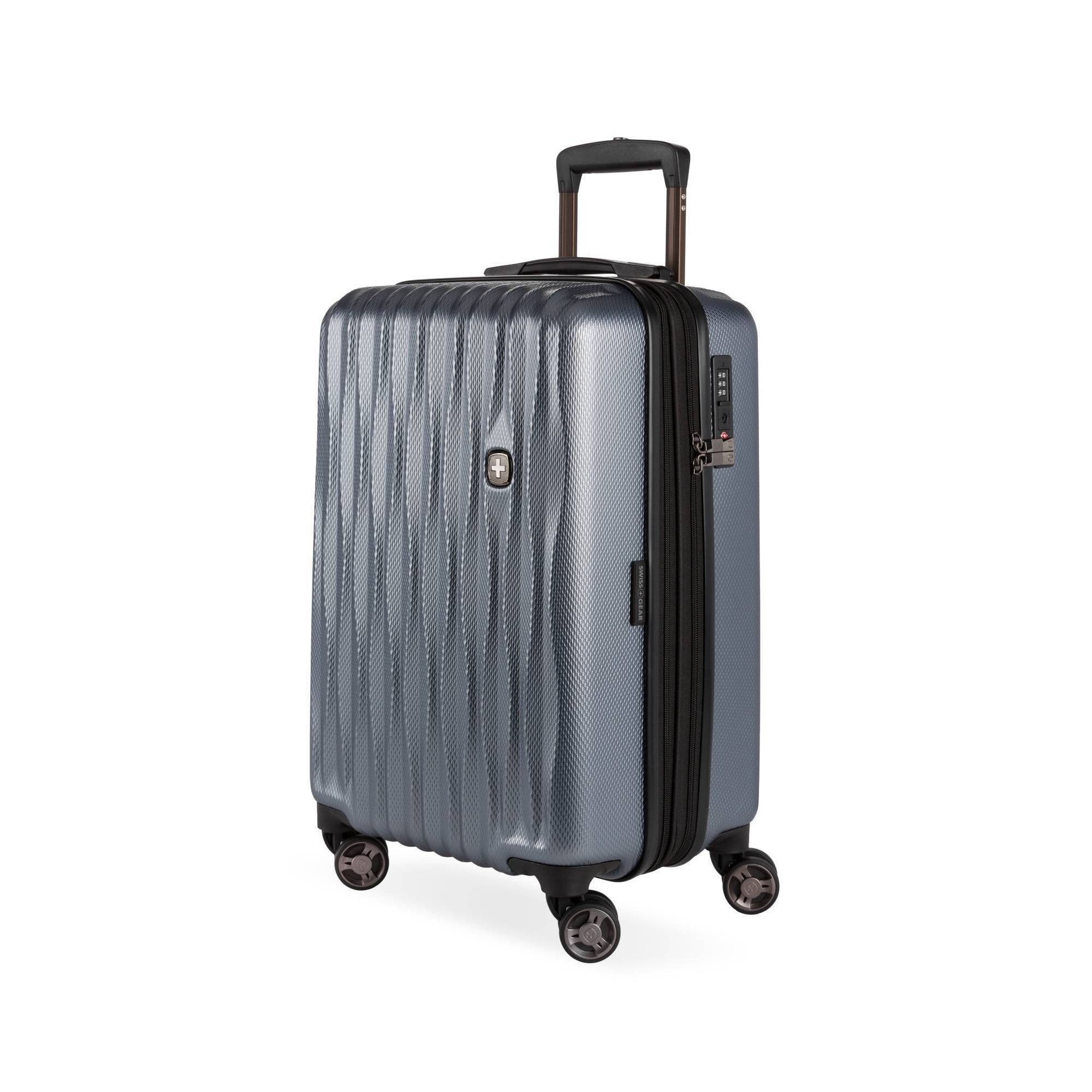 SWISSGEAR Energie Hardside Carry On Spinner Suitcase - Iron Gray: Telescoping Handle, Tear-Resistant