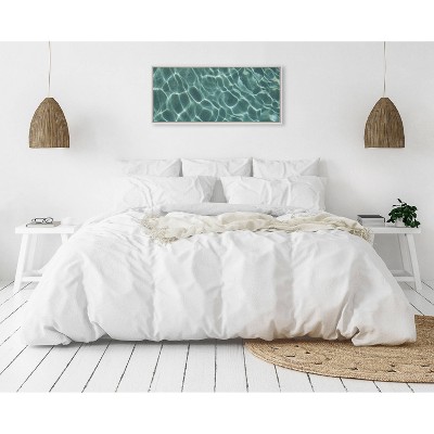 Sylvie Pool Days Coastal Canvas Wall Art in White Frame