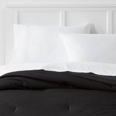 Twin/Twin Extra Long Microfiber Micro Texture Comforter Black - Room Essentials™