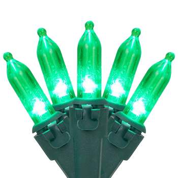 Northlight 50ct Green LED Mini Christmas Lights, 16.25ft Green Wire