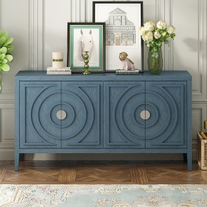 Whisen Retro Sideboard with Circular Groove Design Round Metal Door Handle for Living Room, Entryway, Dining Room - 1 of 4