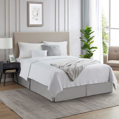 Light Gray Polyester Queen Split Corner Bedskirt