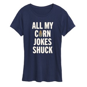 Women's - Instant Message - Valentine's Day All My Corn Jokes Shuck Short Sleeve Graphic T-Shirt - 1 of 4