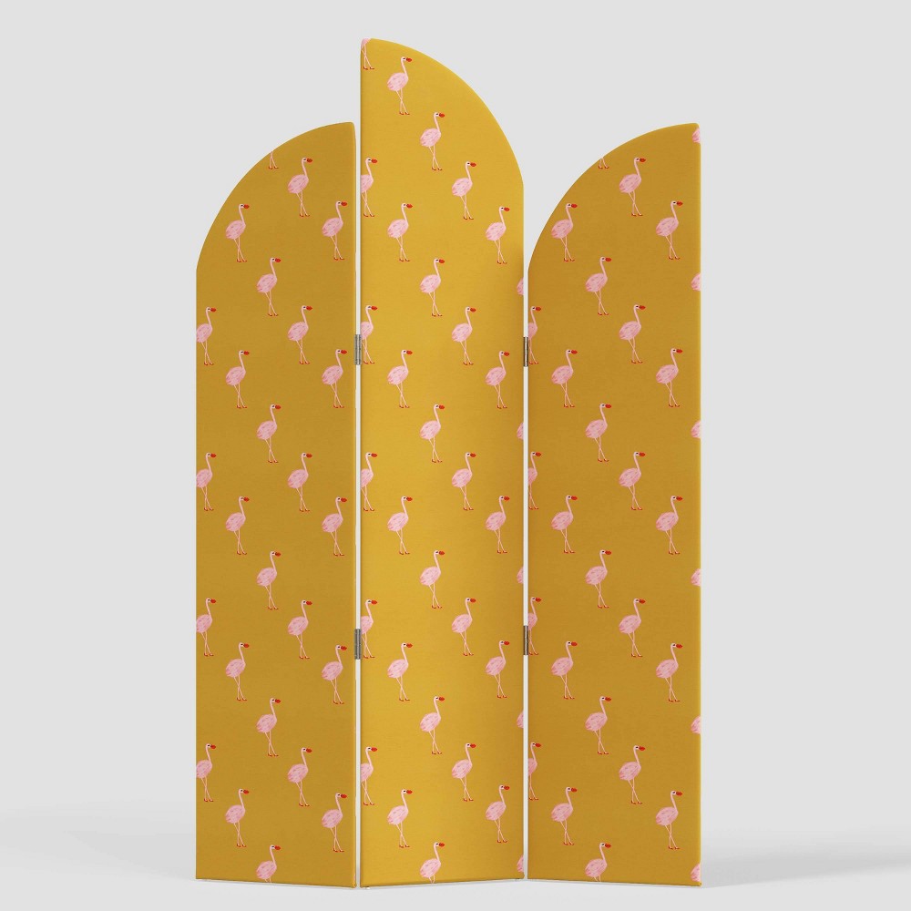 Photos - Other Furniture Arin Room Divider by Kendra Dandy Flamingos Yellow - Cloth & Company