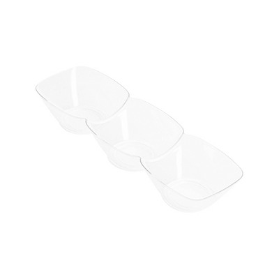 Smarty Had A Party Clear Rectangular 3-Hole Mini Plastic Bowls -  240 pcs