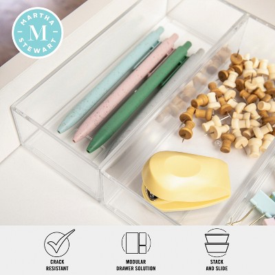 Clear Stack and Slide Plastic Desktop Organizer Tray, 3 Pack