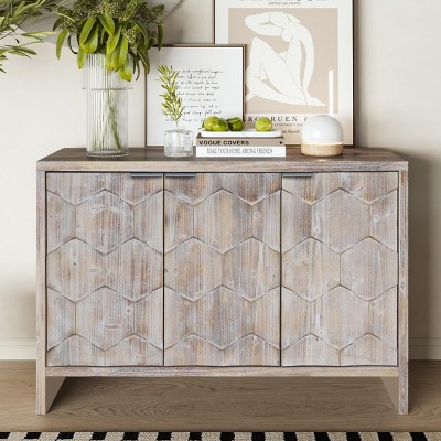 Aubrey 31.5''Hx46''Wx15.75''D Decorative Storage Cabinet With 3 Wooden Doors With Adjustable Shelf Sideboards And Buffets-Maison Boucle